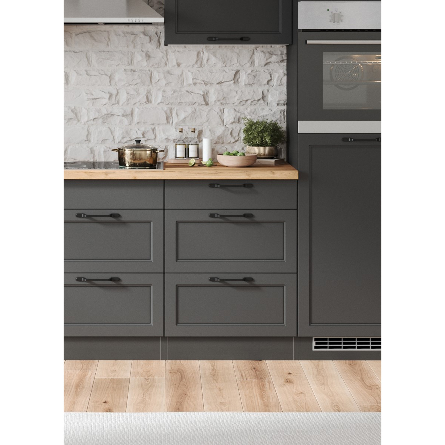 Unterschrank MERAN - grau - Wotaneiche - 60 cm