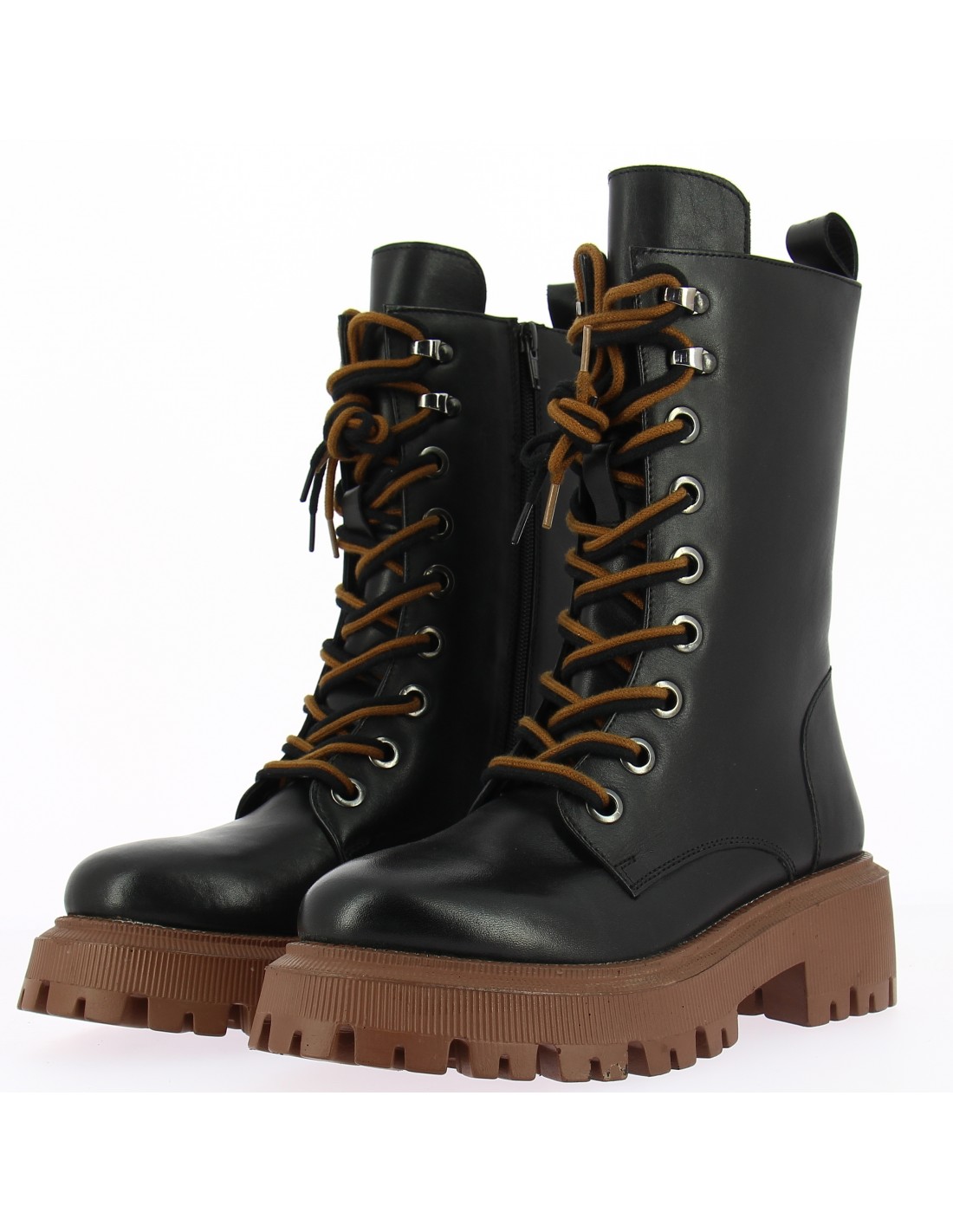 kharisma bottines à talons femme cuir noir semelle chocolat