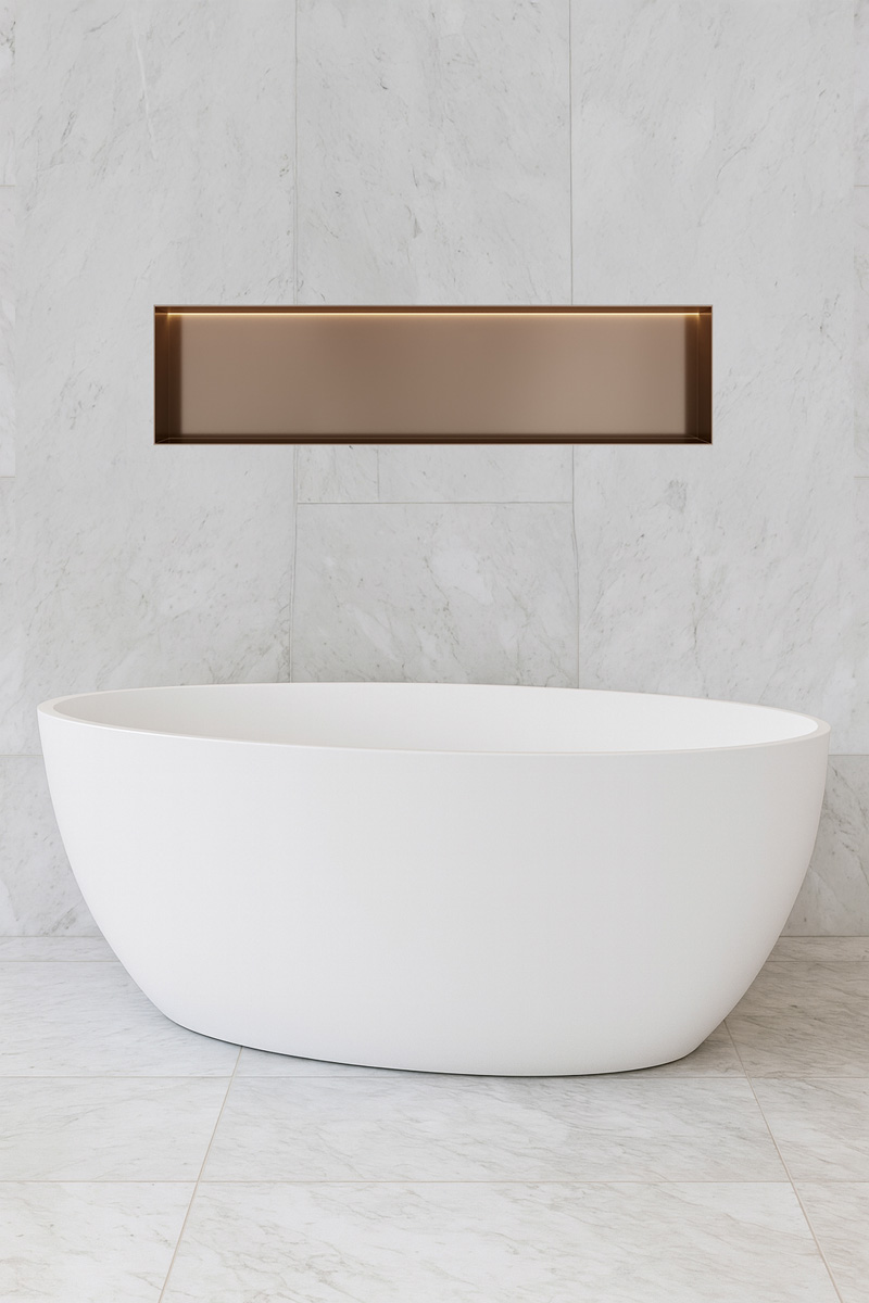 Hotbath &More frameless inbouwnis met verlichting 30x120x10cm tuscan bronze
