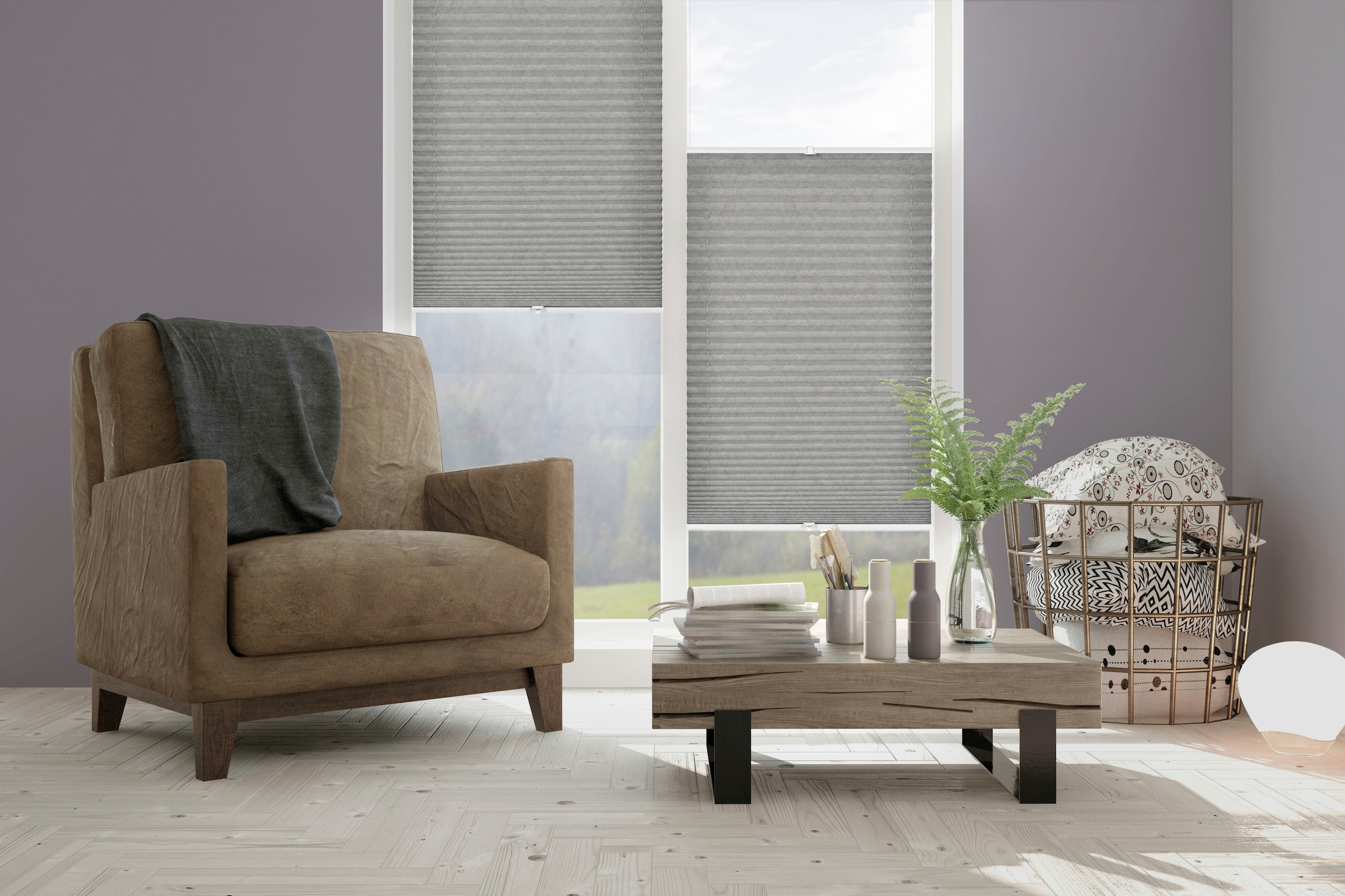 GARDINIA Plissee »EASYFIX Lilly Green« blickdicht ohne Bohren verspannt mit Recyclingmaterial