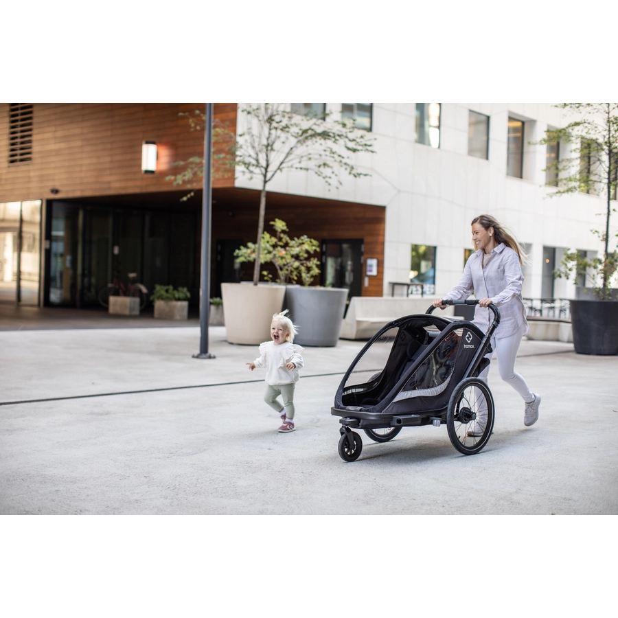 hamax Kinderfahrradanhänger Cocoon Zweisitzer greyblack