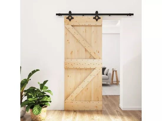 Porte coulissante et kit de quincaillerie 85x210 cm pin massif
