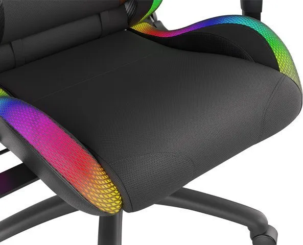 Genesis Trit 500 RGB - Stol - ergonomisk - lænestol - armstøtter - T-formet - vippe - drejeled - tekstil, PU syntetisk læder - sort