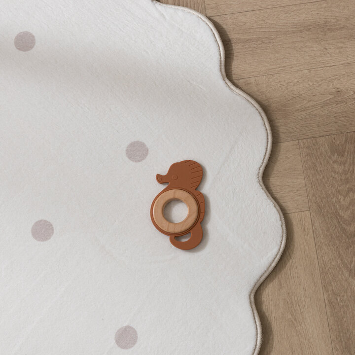 Rond wasbaar vloerkleed - Cloudy Stippen Wit