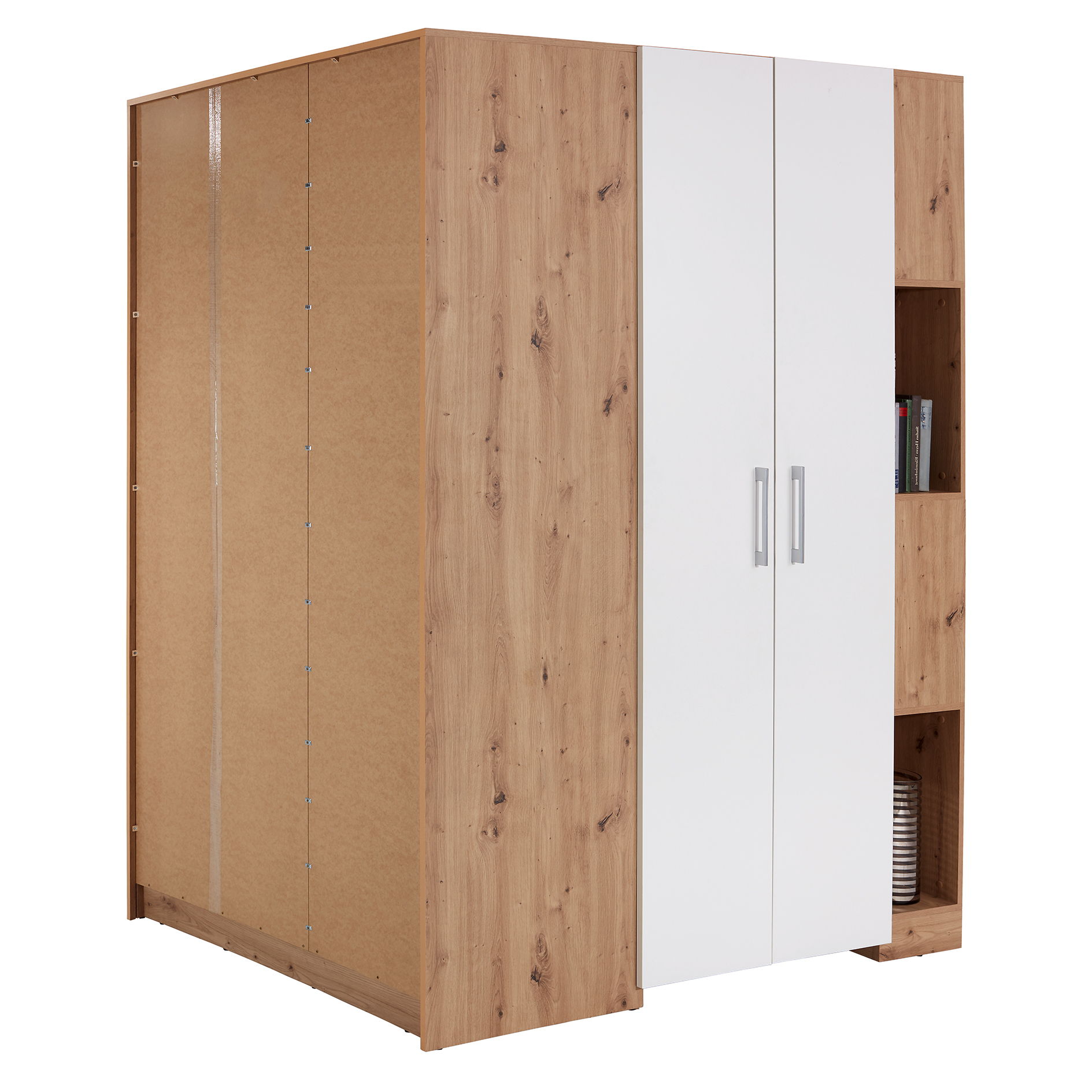 Eckschrank - Artisan Eiche-alpinweiß - begehbar