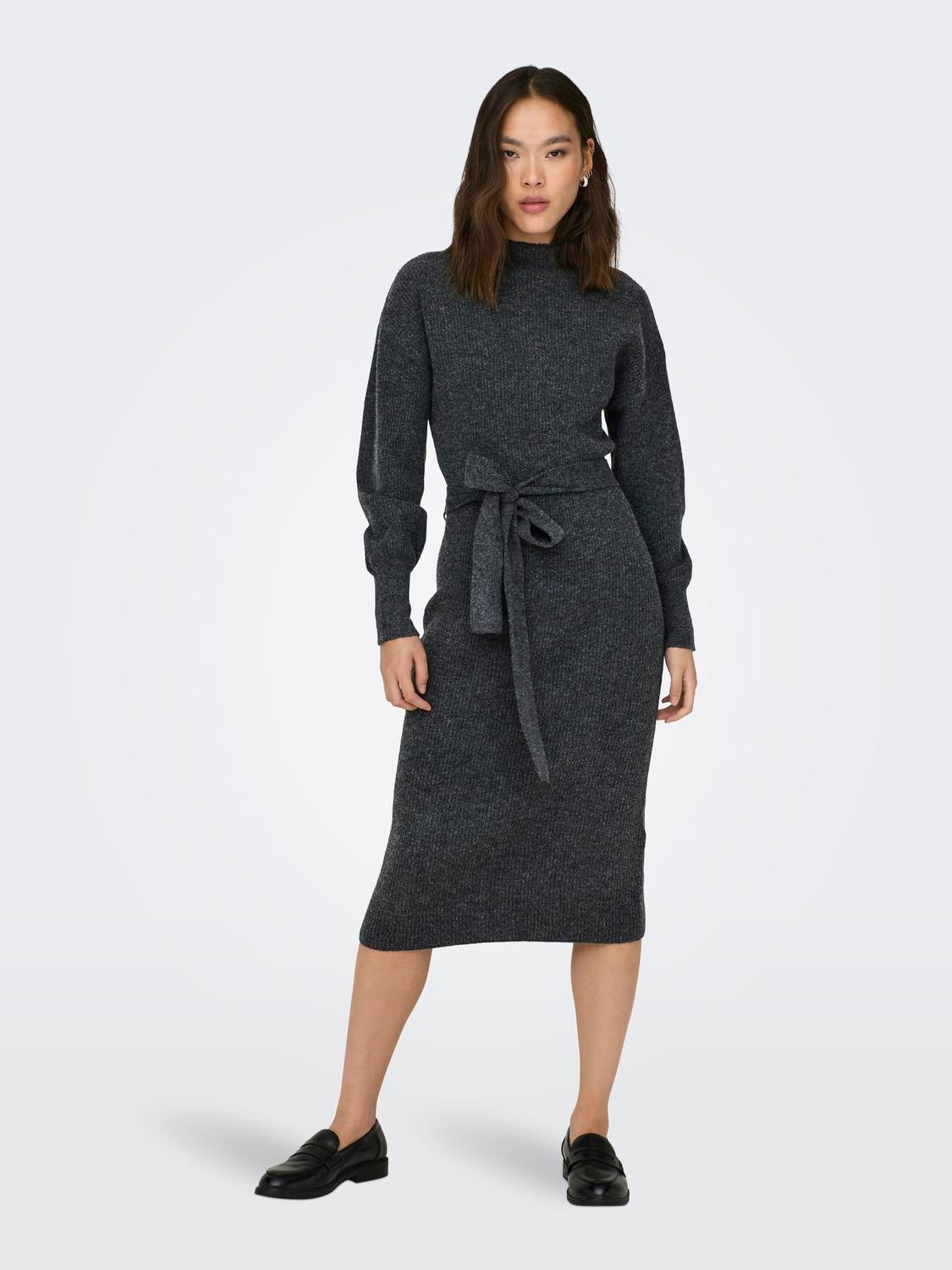 ONLTHILDE Langes Kleid Dark Grey Melange