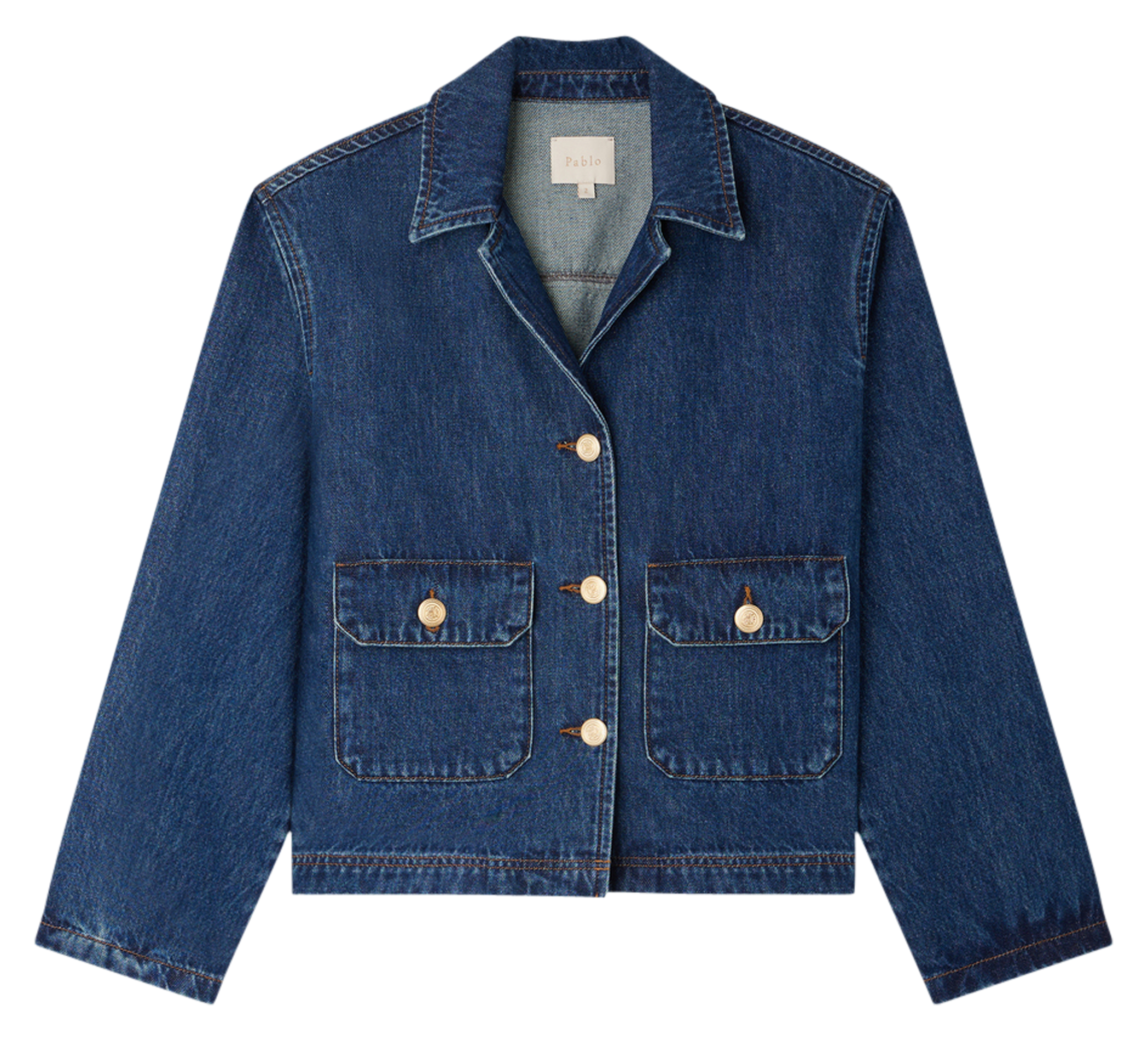 BRIELLE - Veste en jean droite en coton | Bleu