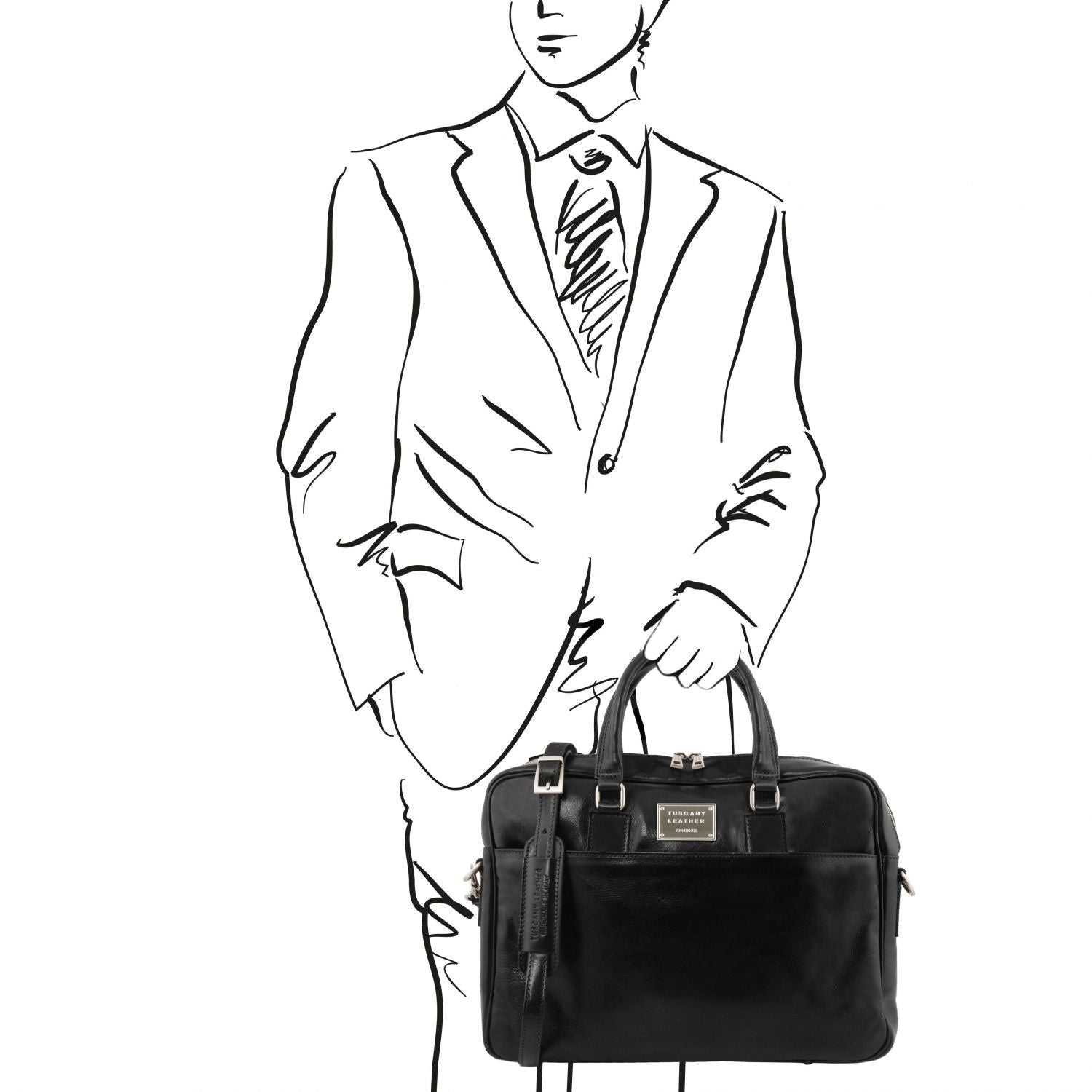 TL141894 – Urbino – leren laptop Aktetas 2 compartments with front pocket