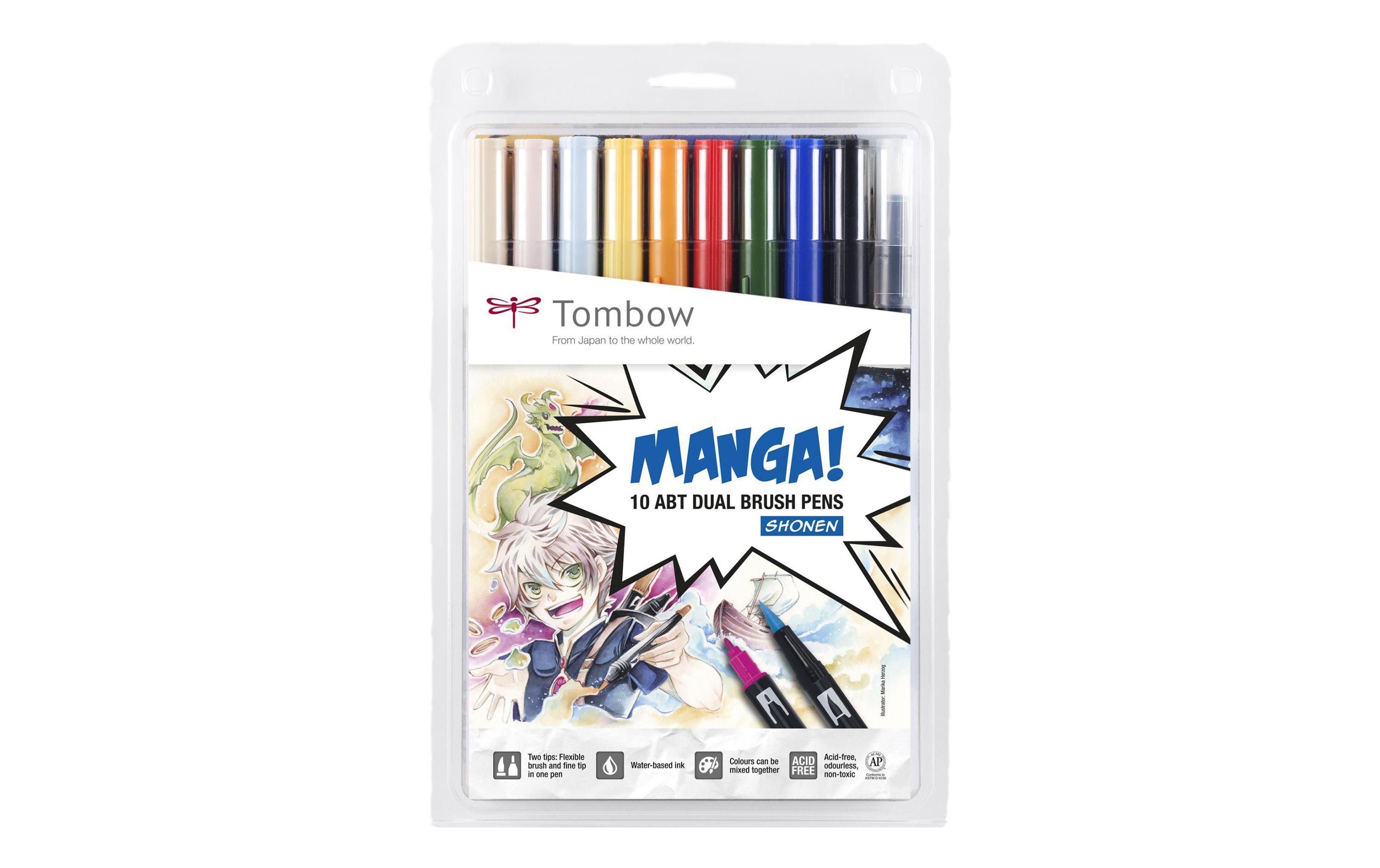 Fasermaler Manga Shonen 12 Stück, MehrfarbigAquarellierbarer Fasermaler