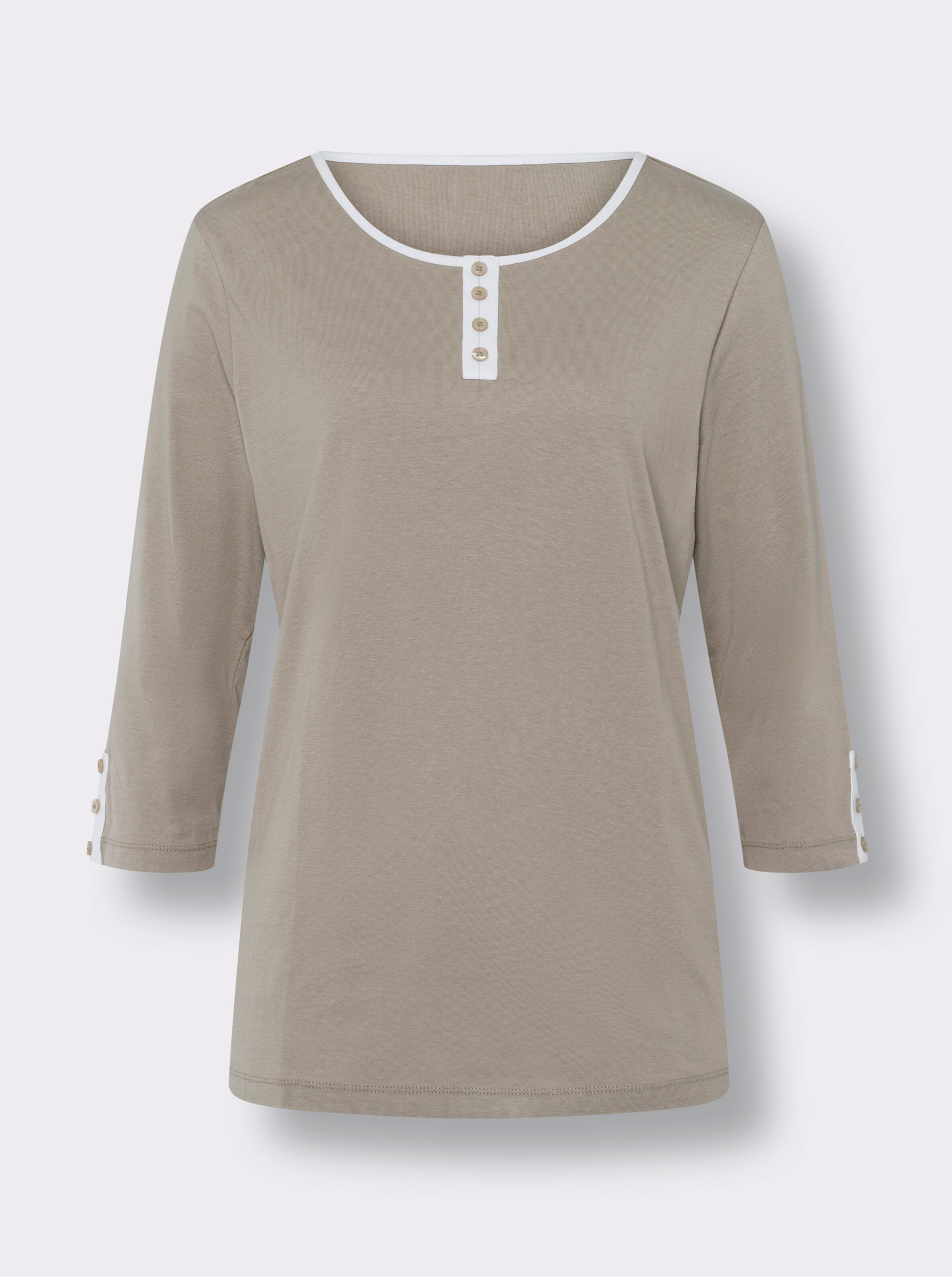 34-Arm-Shirt mit kontrastfarbenen Details