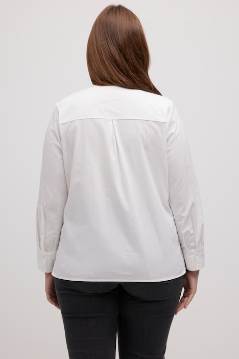 Bluse, Überwurf, Stehkragen, Langarm, Biobaumwolle