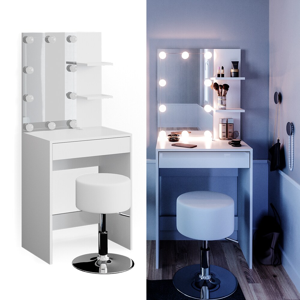Vicco Schminktisch Frisiertisch Schminkkommode Isabelle LED-Beleuchtung + Hocker
