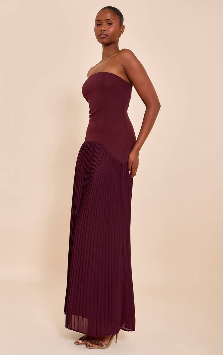 Prune Robe Maxi Bandeau En Tissu Tissé Avec Détail D'ourlet Plissé