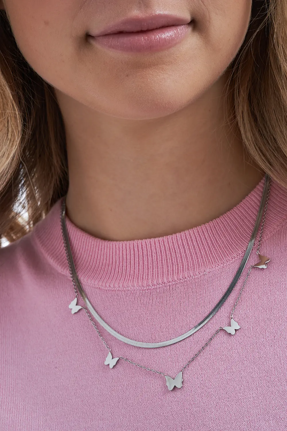 Layering Kette - Steel Butterfly