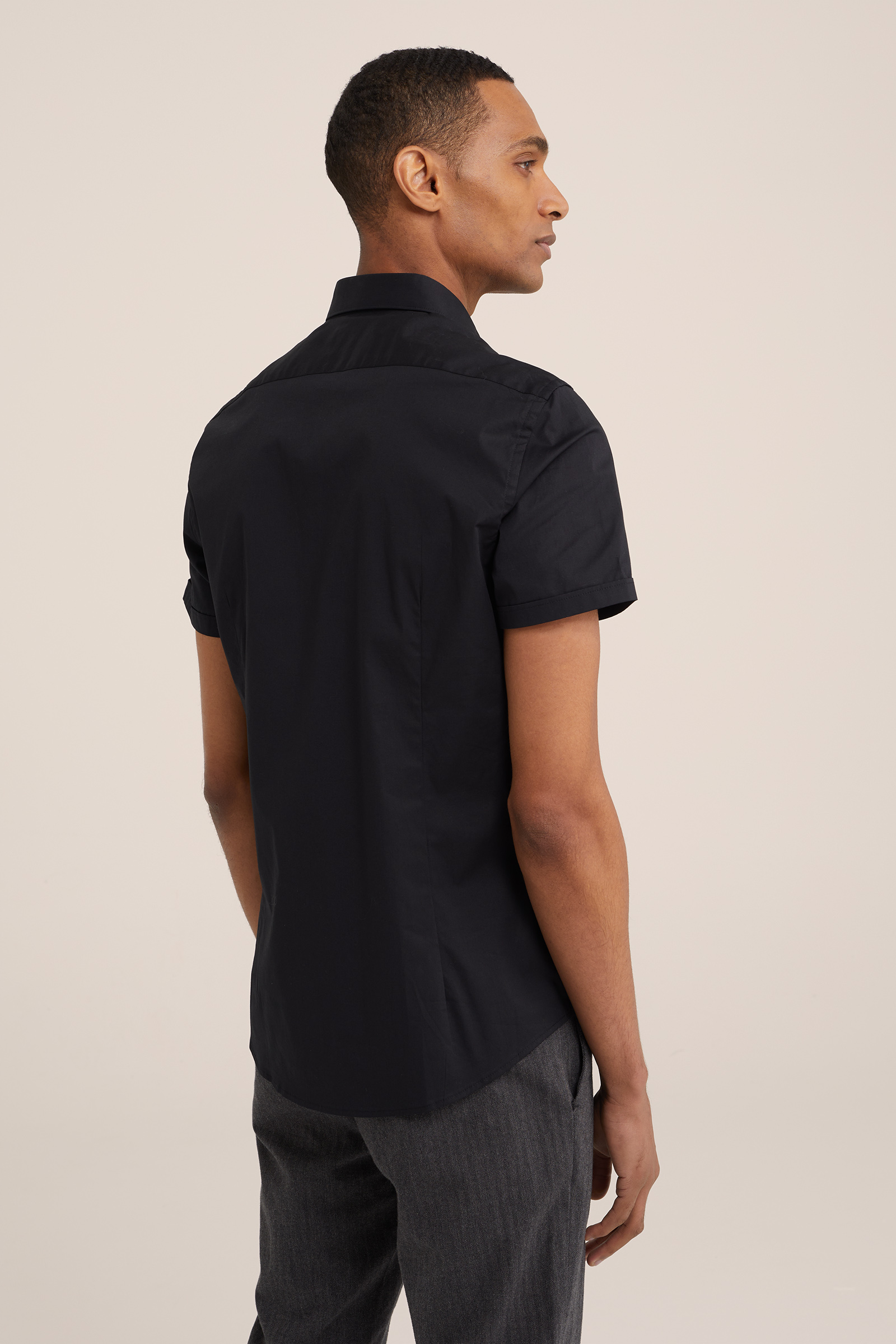 poplin overhemd met stretch WE Fashion Zwart