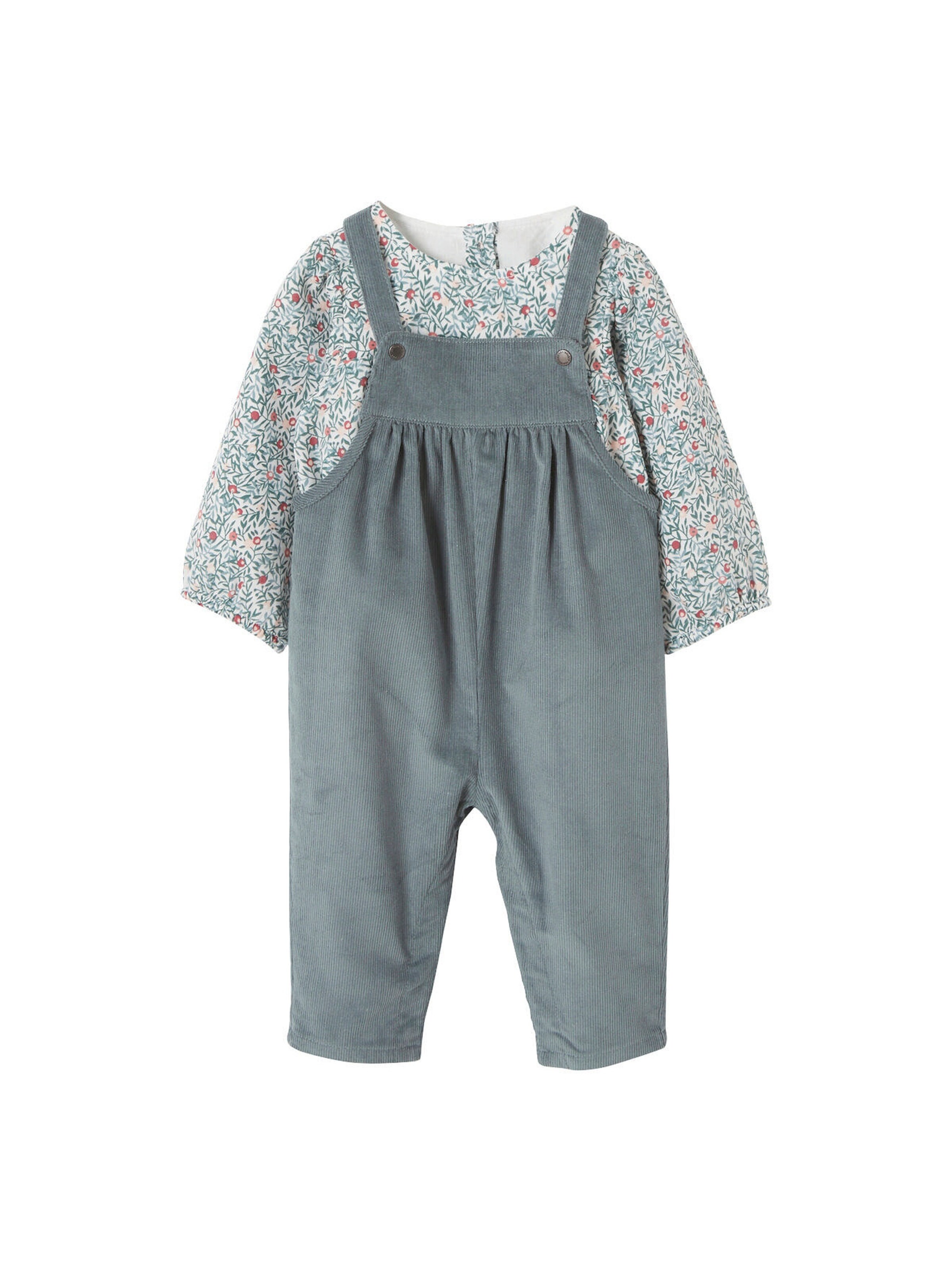 Vertbaudet Mädchen Baby-Set: Bluse und Latzhose hellblau