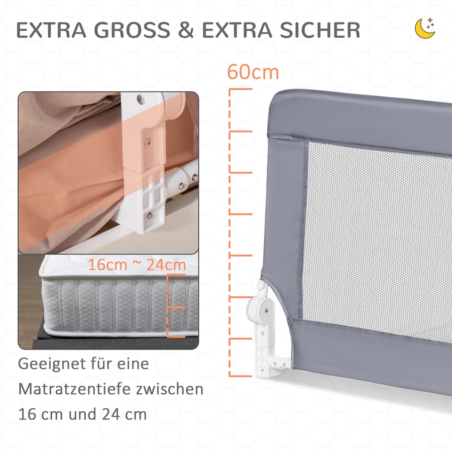 HOMCOM Bettgitter mit Schutzanker grau