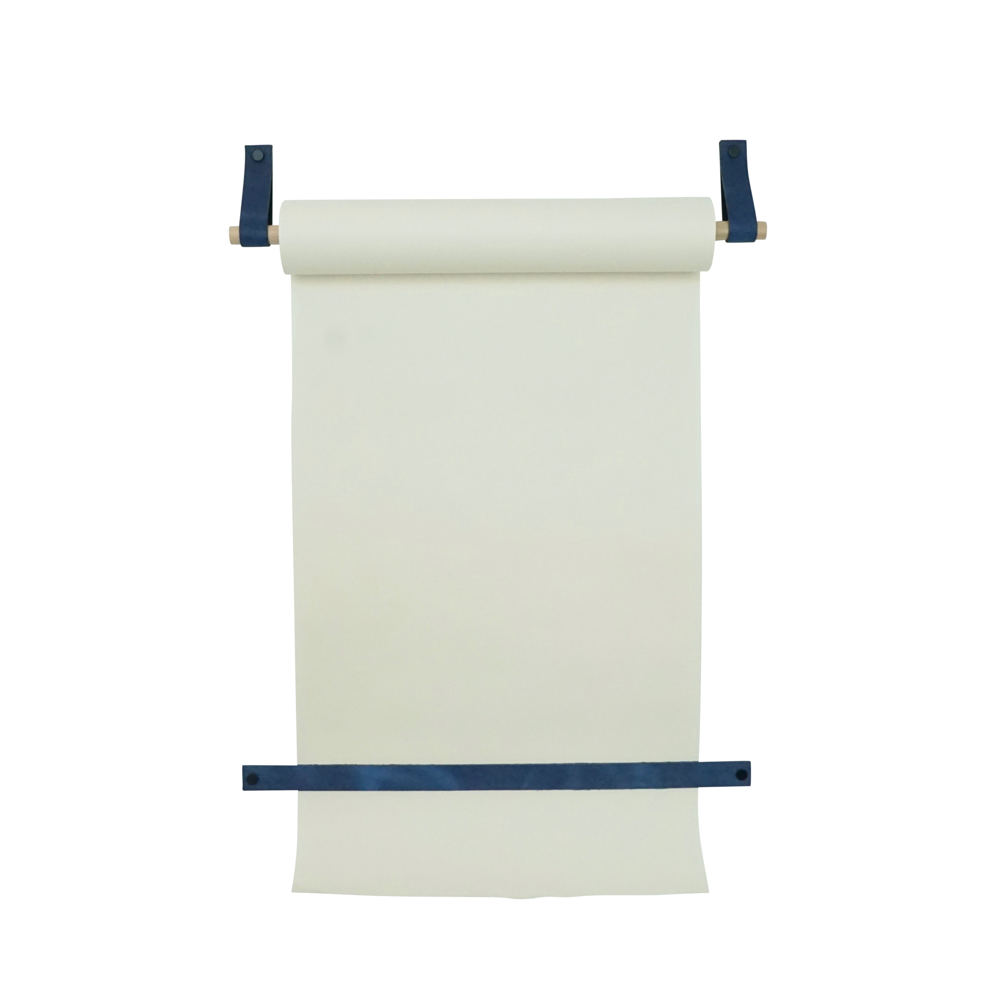 Witte tekenrol aan 2 leren lussen BLAUW - Tekenrol
