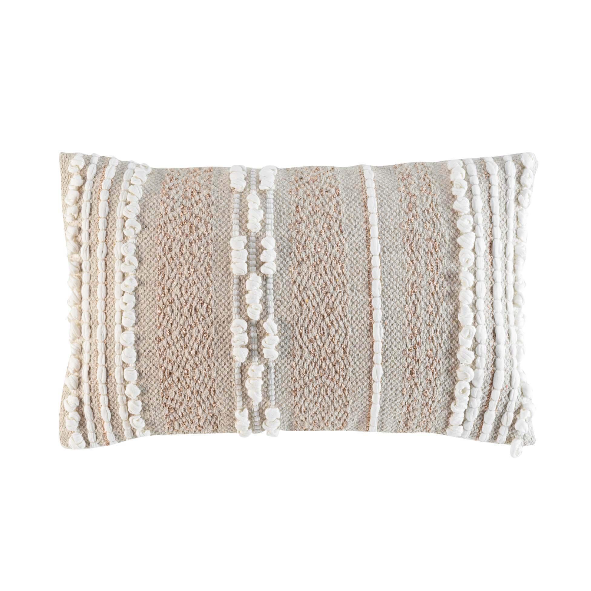 COUSSIN DEHOUSSABLE 30X50CM FANTAISIE ET METALLISE BLANCA