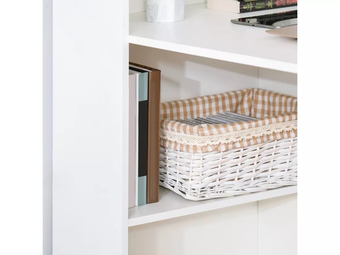 Bureau informatique 120L x 55l x 120H cm bibliothèque adjacente multi-rangements blanc