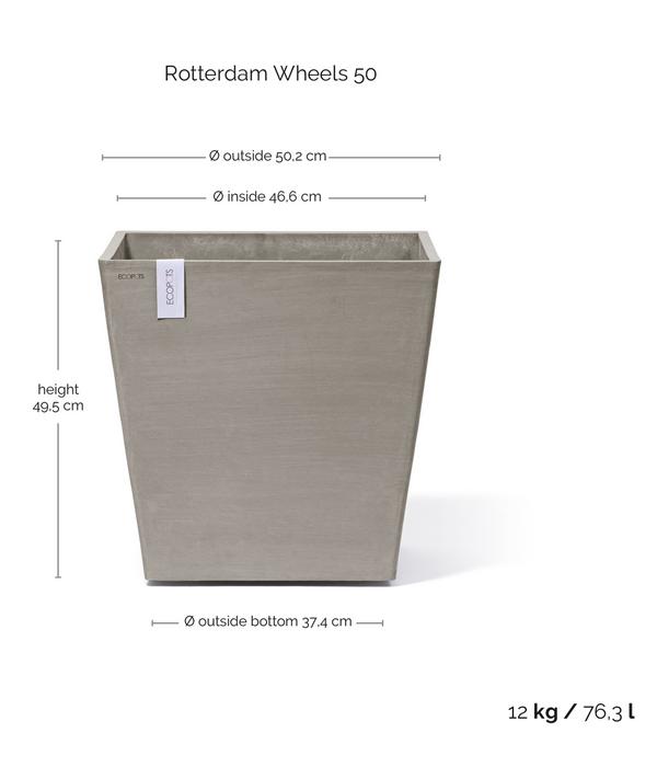 Ecopots Kunststoff-Topf Rotterdam mit Rollen