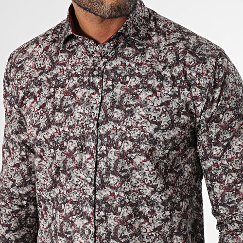 Chemise Manches Longues Beige Bordeaux