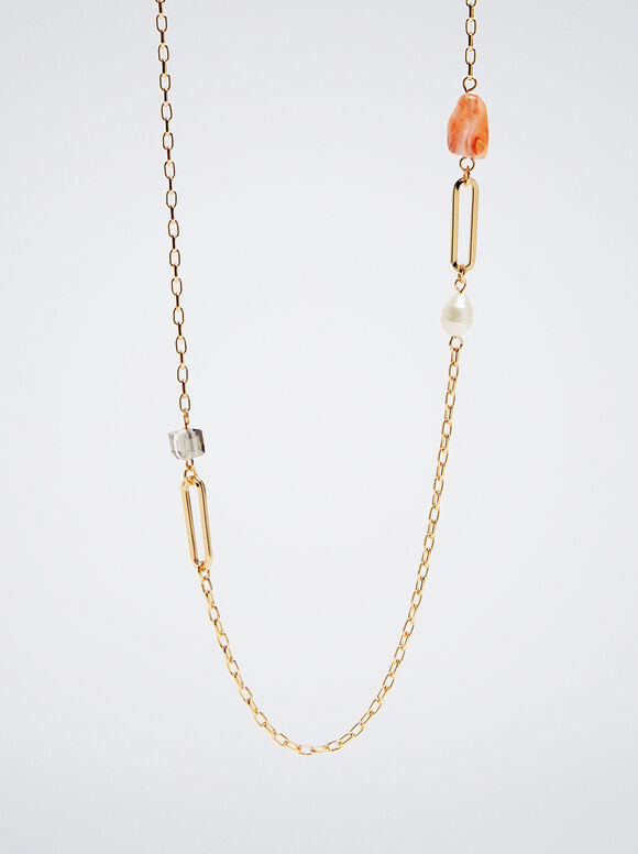 Colar Multicolorido com Pedra - Multicor