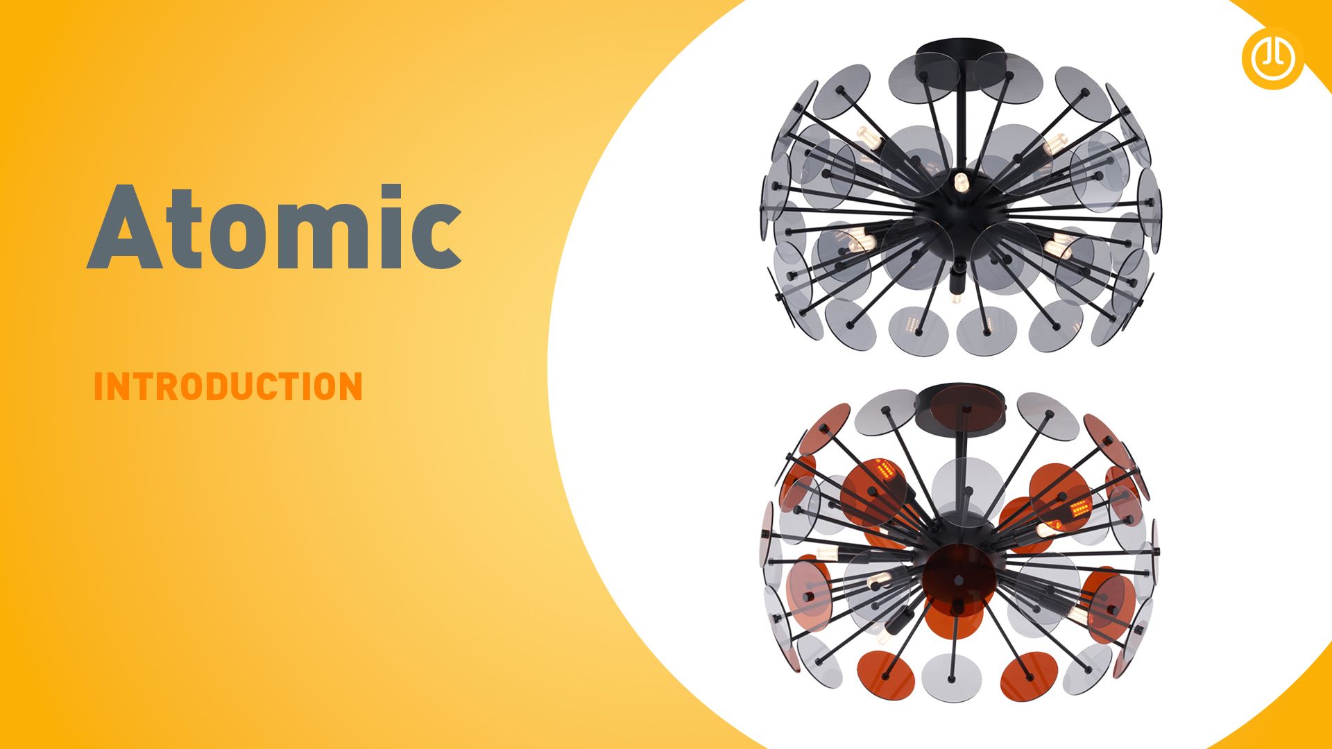 Art Deco plafondlamp zwart met amber en smoke - Atomic