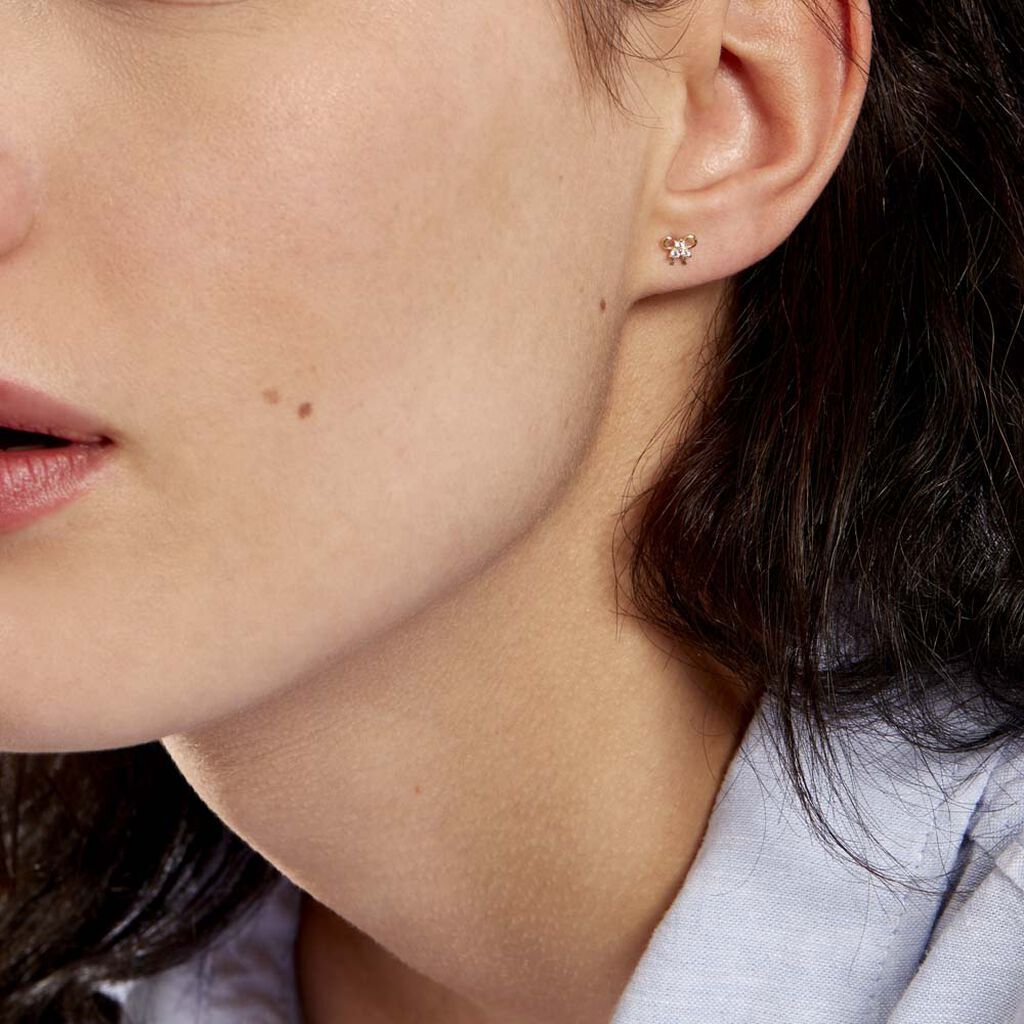 Boucles D'oreilles Puces Darina Noeud Or Jaune Oxyde De Zirconium