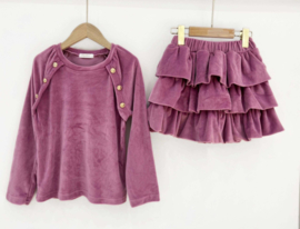 Velvet buttoned set - vintage rose