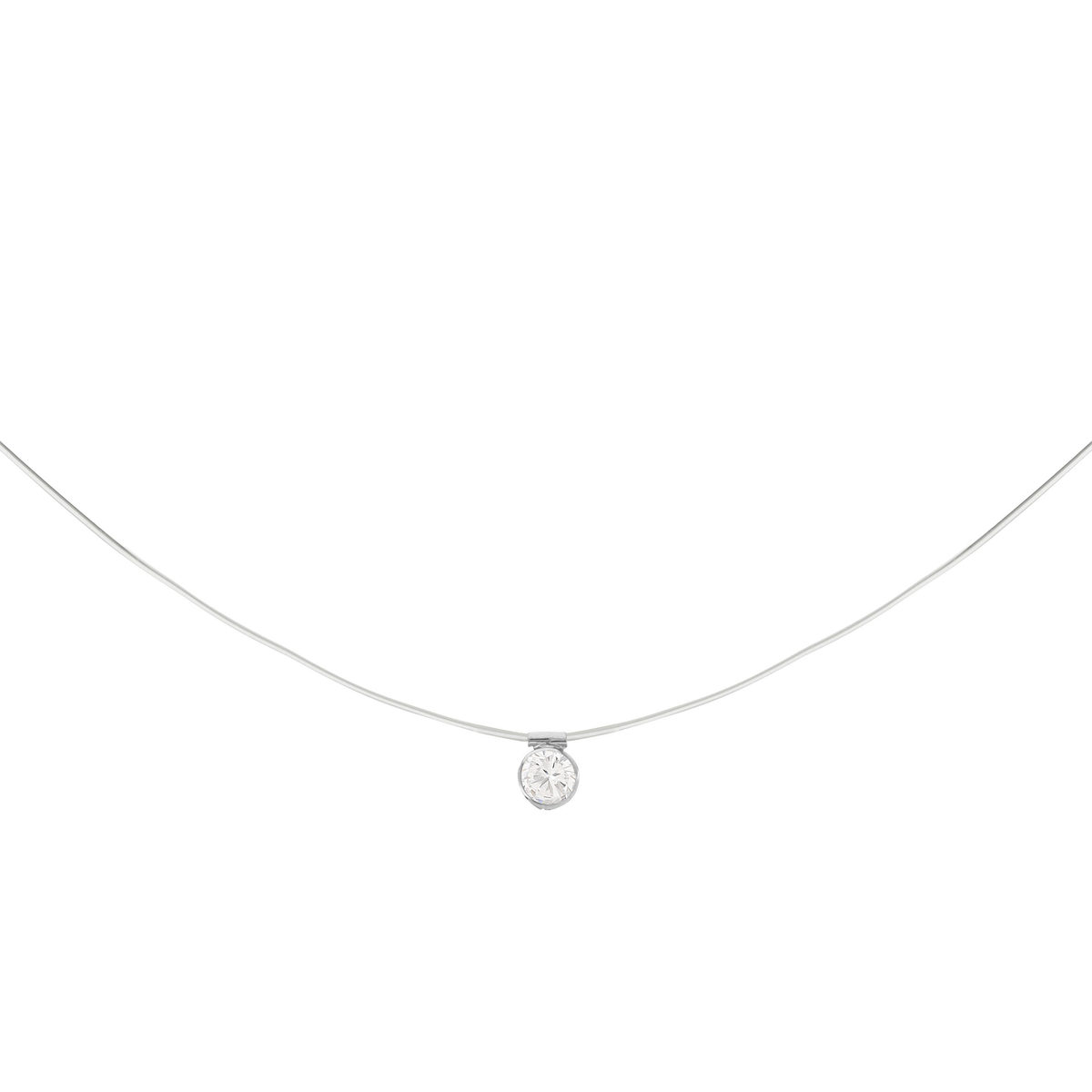 Pendentif or 375 blanc zirconia fil nylon. long. 40.5 cm