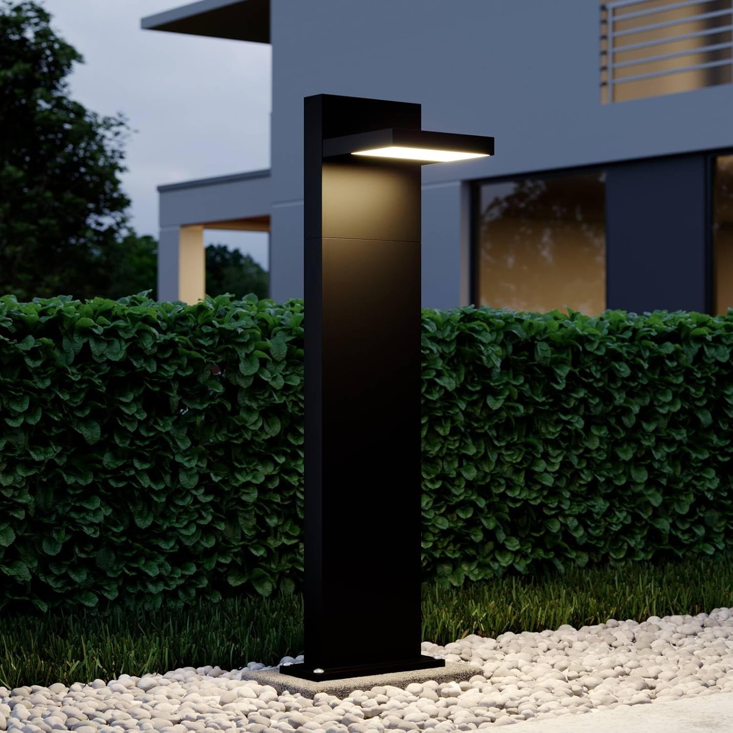 Lucande LED Außenleuchte Silvan (Modern) in Schwarz aus Aluminium (1 flammig,) - Wegeleuchte Pollerleuchte Wegelampe Sockelleuchte