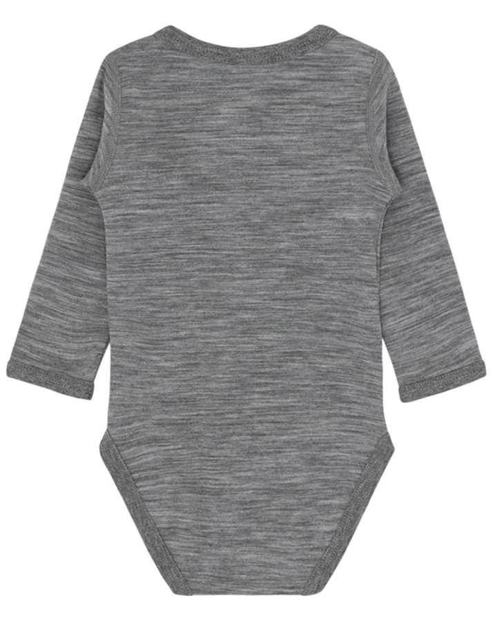 Langarm-Body BO mit Wolle in grau melange