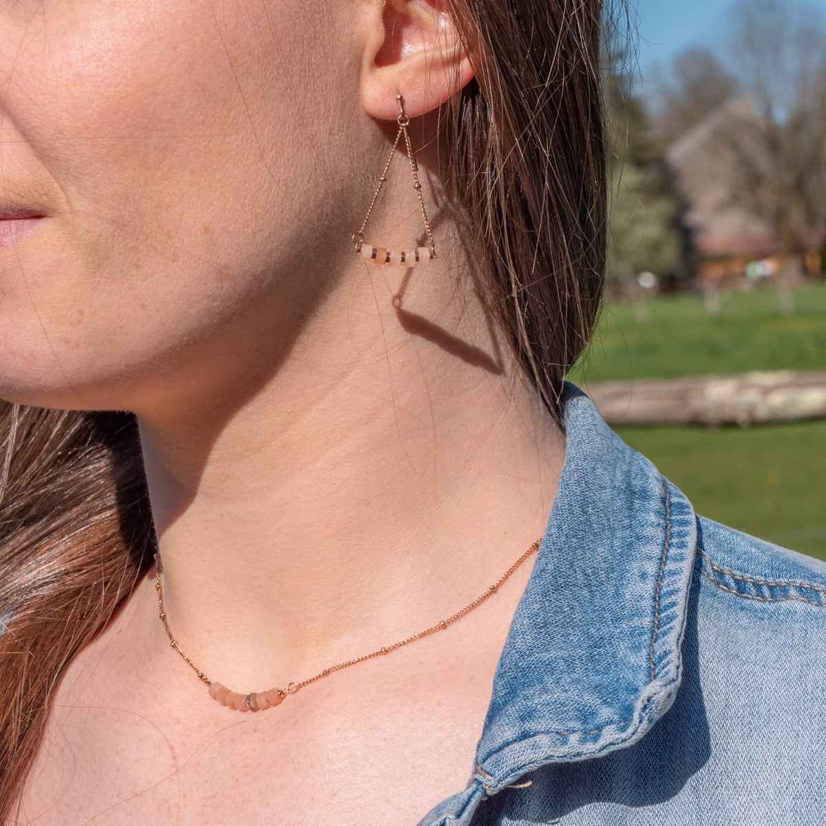 Collier, bracelet et boucles d'oreilles Piana en pierres de Soleil