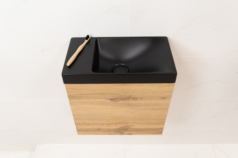 Sanigoods Minimo fontein zonder kraangat 40x22cm zwart mat