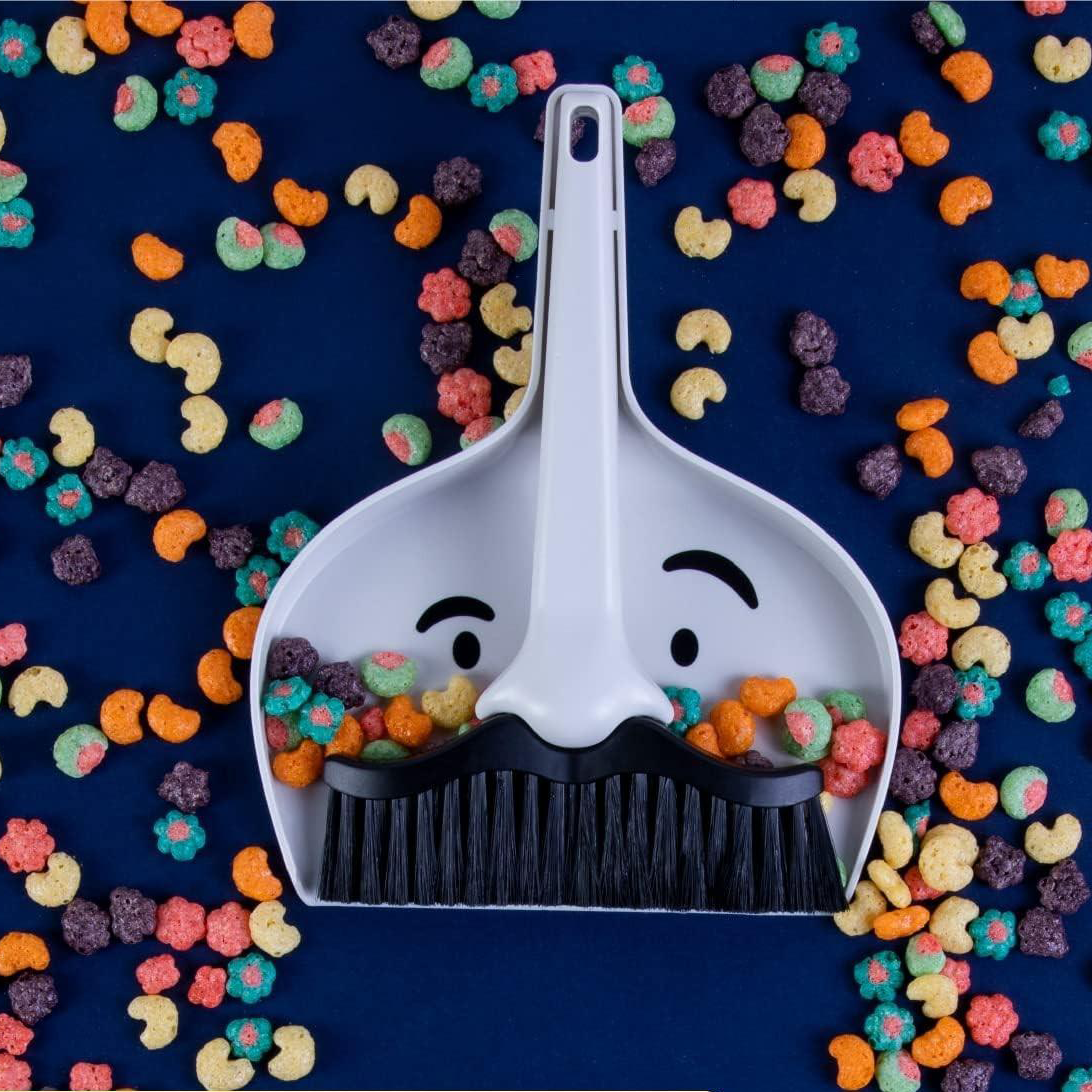 (2-tlg. Set) Mini Besen mit Kehrschaufel Haushalt Handfeger Desktop Reinigungs Hilfe - Moustache