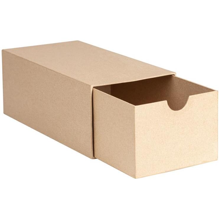 Boîte rectangle avec tiroir 32x16x12cm - Kraft