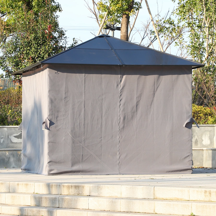 Outsunny Gartenpavillon mit PC Dach schwarz, dunkelgrau