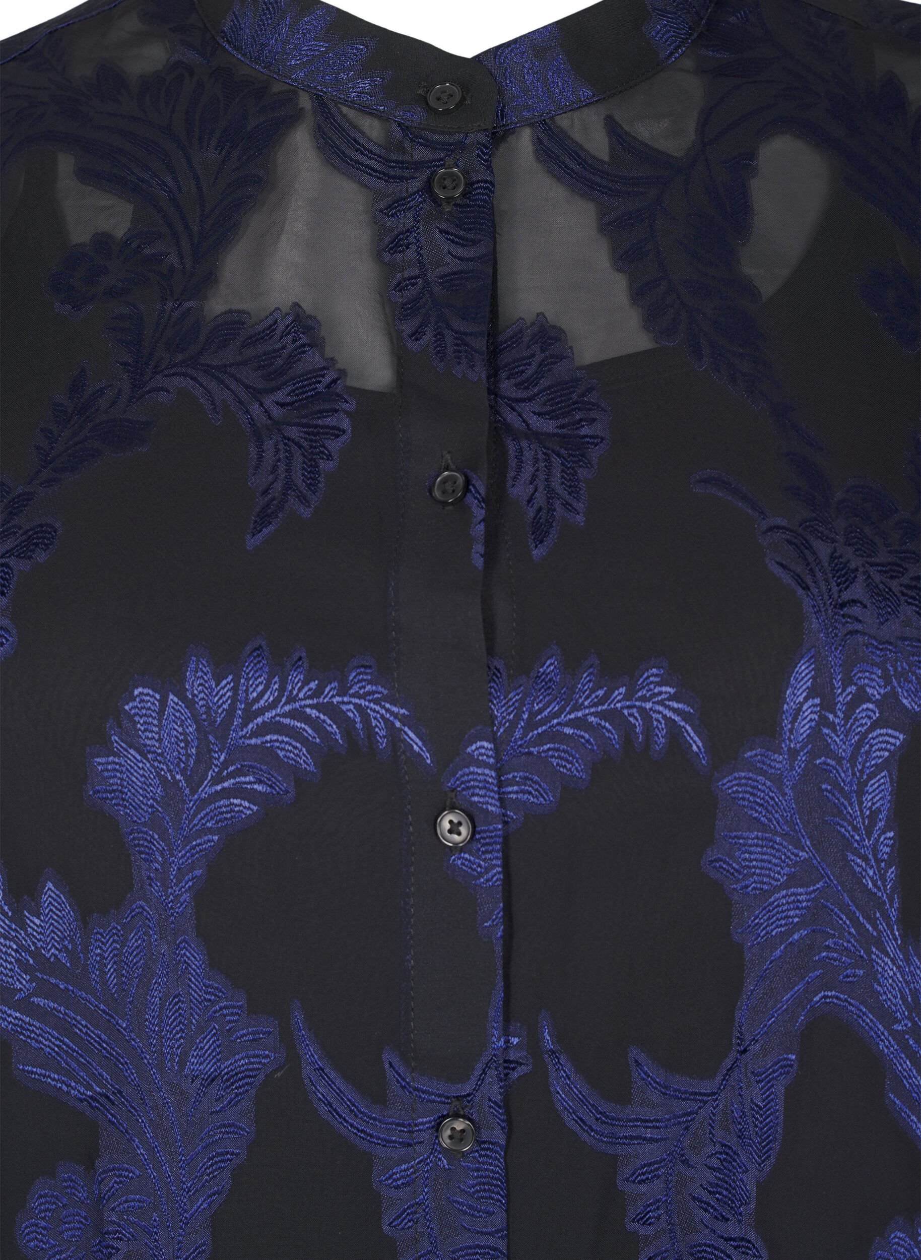 Chiffon bluse med jacquard mønster