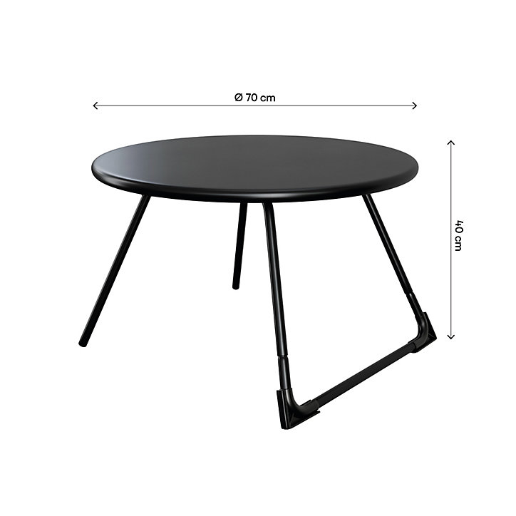 Table basse de jardin Morillo en acier coloris noir Ø.70 x H.40 cm