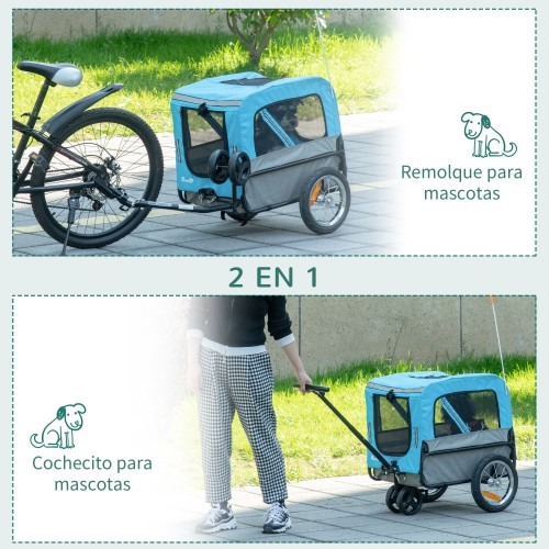 Reboque para cães PawHut azul e preto