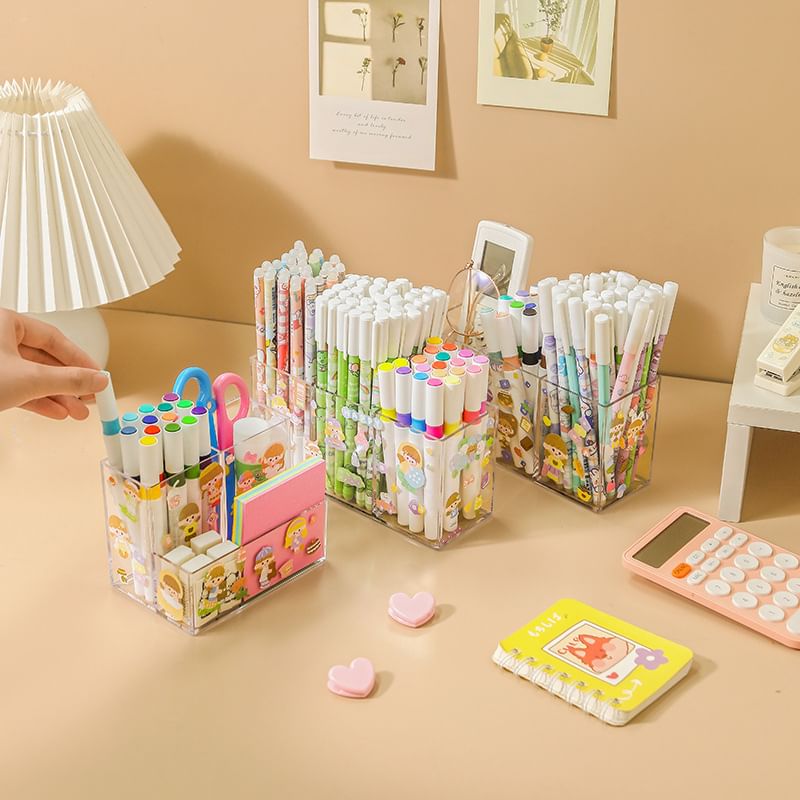 Connie Queenie - Transparante plastic bureau-organizer (verschillende ontwerpen) / Sticker / Set