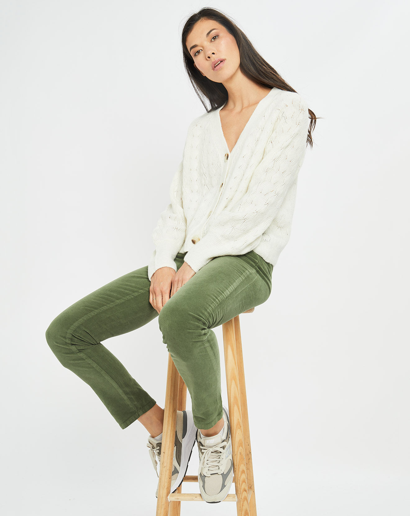 Lauren Vidal Cardigan en Laine & Mohair mélangés Seven ivoire