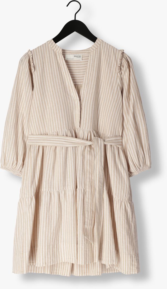 SELECTED FEMME witte selected femme mini jurk slfhillie 3/4 striped short linen dress