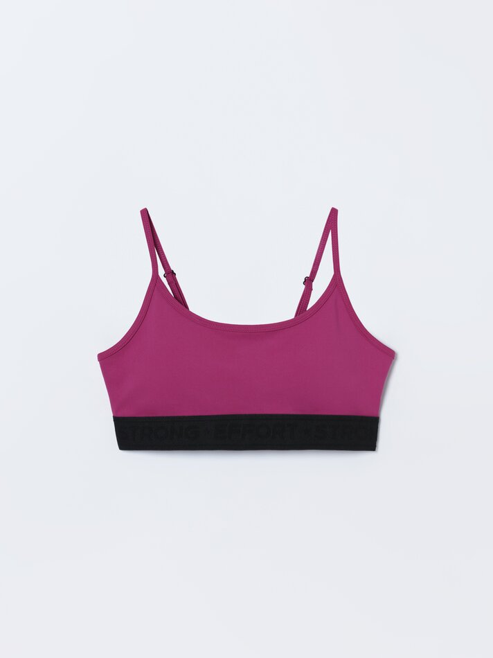Camiseta esportiva com etiqueta de texto - Fúcsia