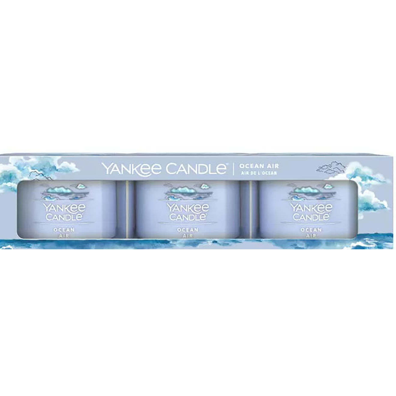 Yankee Candle Coffret 3 Bougies parfumées votives Air d'océan Signature - 1 mèche 10h