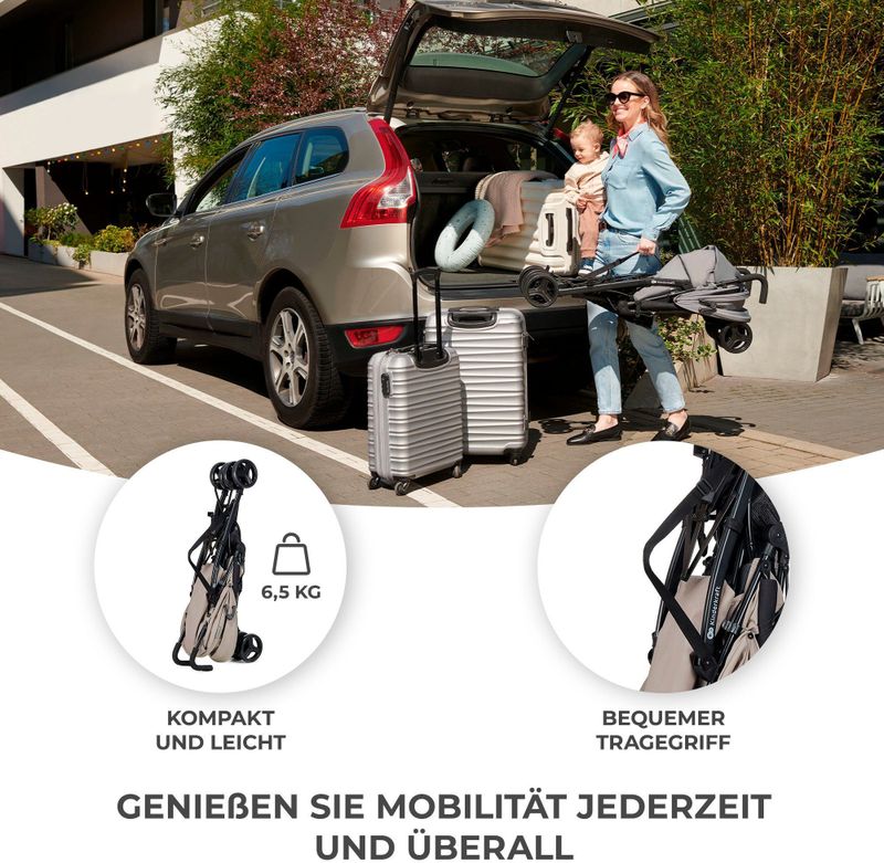 Kinderkraft - TIK - Kinderwagen - Beige - Lichtgewicht - Verstelbare Buggy