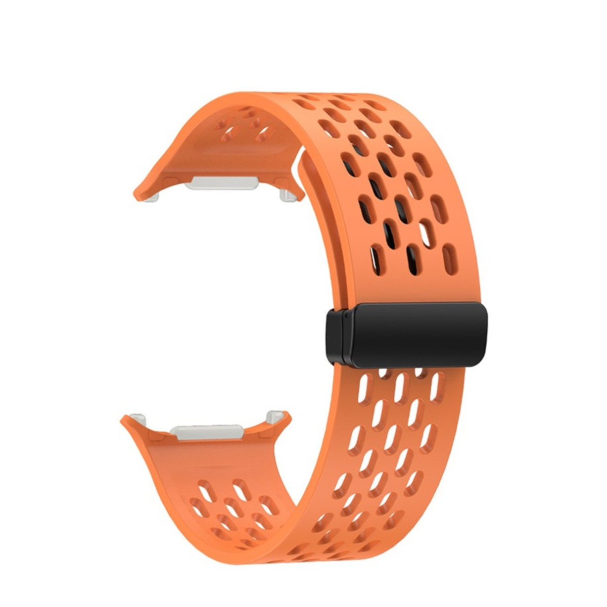 Samsung Galaxy Watch Ultra (47mm) Atmungsaktives Silikon Sport Armband mit Magnet Verschluss (Gelenkumfang: 170-220mm) - Orange