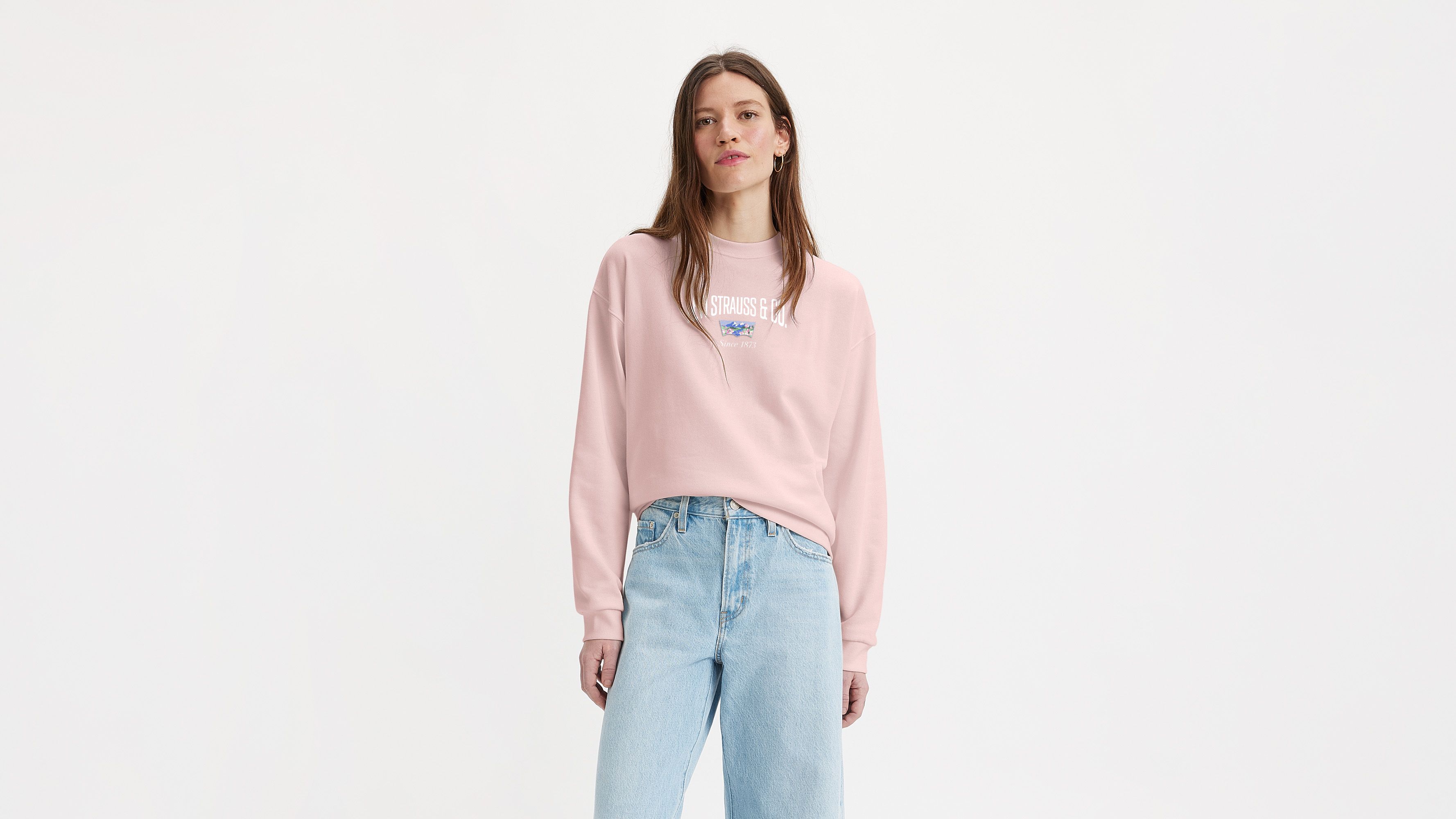 Sweat-shirt col rond graphique Salinas - Crew Mini Batwing Scenic Chalk Pink - Rose
