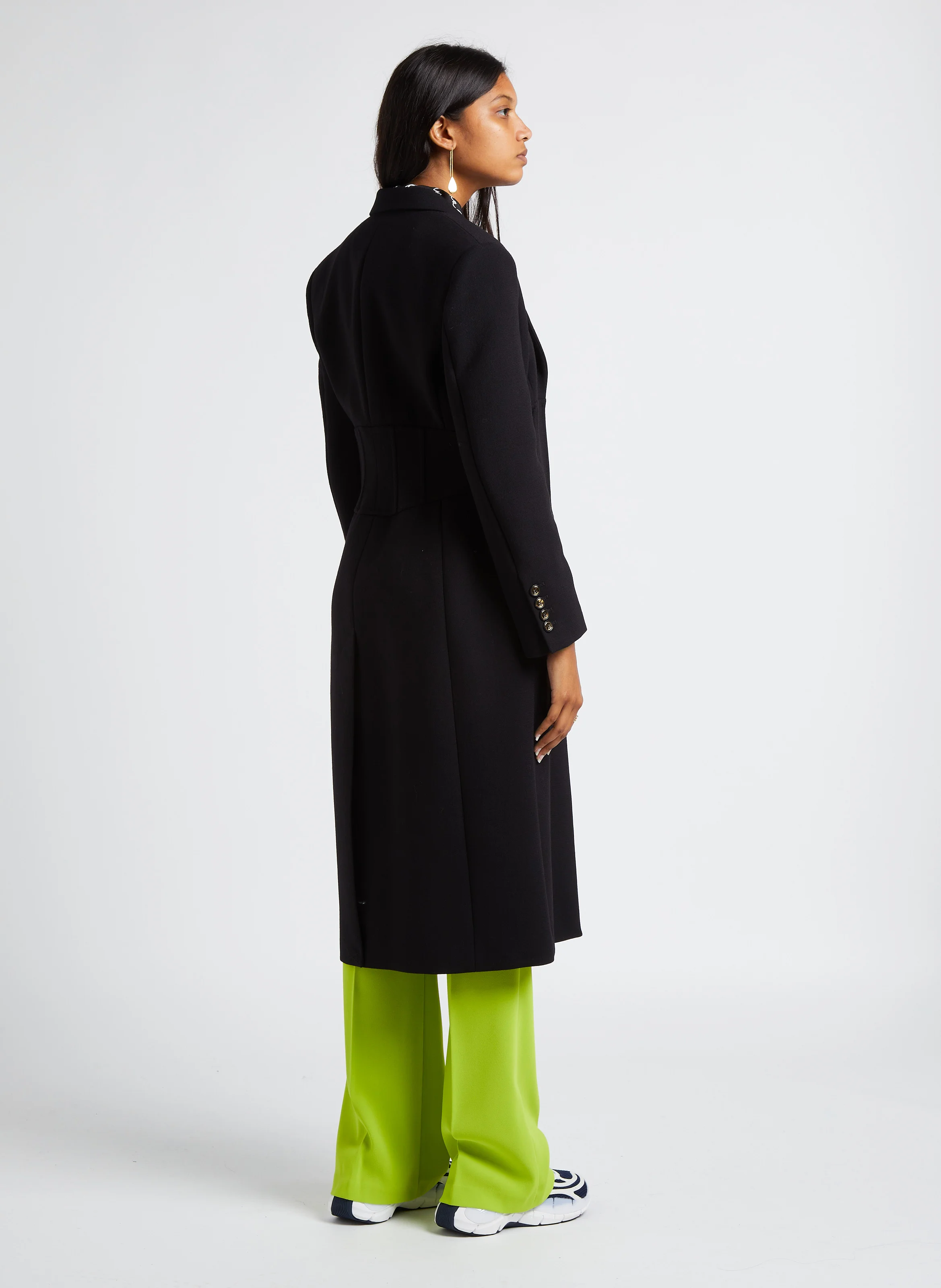 ETHERNET - Manteau col tailleur en laine mélangée| Noir